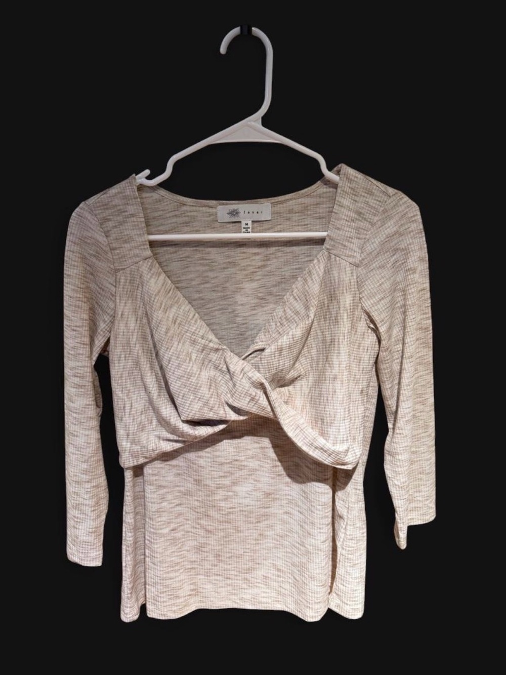 NWT Women’s Cream Twist-Front 3/4 Sleeve Dress Top size medium “Fever”